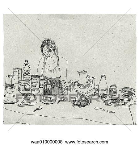 drawing, illustration, table, breakfast, copious, abundance, balanced View Large Illustration Stock Illustration - drawing, illustration, table, breakfast, copious, abundance, balanced. Fotosearch