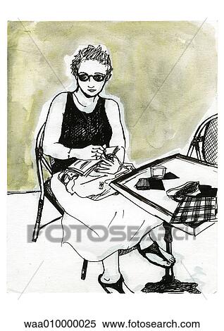 drawing, illustration, to write, writing, thought, intimate newspaper, leisure View Large Illustration Stock Illustration - drawing, illustration, to write, writing, thought, intimate newspaper, leisure. Fotosearch