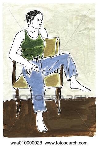 drawing, illustration, wellbeing, relaxation, relaxation, break, woman View Large Illustration Stock Illustration - drawing, illustration, wellbeing, relaxation, relaxation, break, woman. Fotosearch