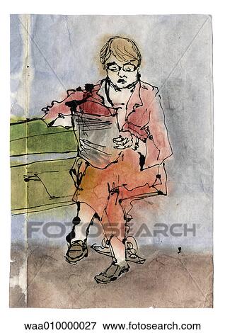 Stock Illustration - wellbeing, leisure, reading, reader, book, relaxation, break. Fotosearch