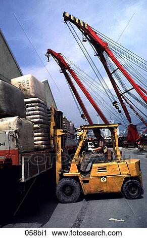 Fork Lift Truck loading at Quayside Korea View Large Photo Image Stock Image - Fork Lift Truck loading at Quayside Korea. Fotosearch