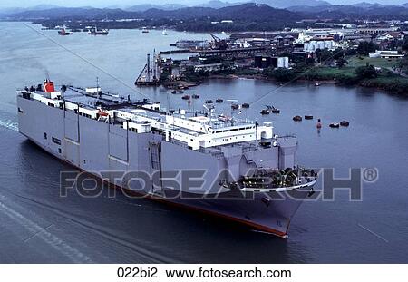Cargo Ship in the Panama Canal Panama View Large Photo Image Stock Image - Cargo Ship in the Panama Canal Panama. Fotosearch