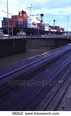Panama Canal and Container Ship Panama View Large Photo Image Stock Image - Panama Canal and Container Ship Panama. Fotosearch
