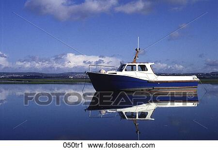 Blue Boat in a Calm Estuary View Large Photo Image Stock Image - Blue Boat in a Calm Estuary. Fotosearch