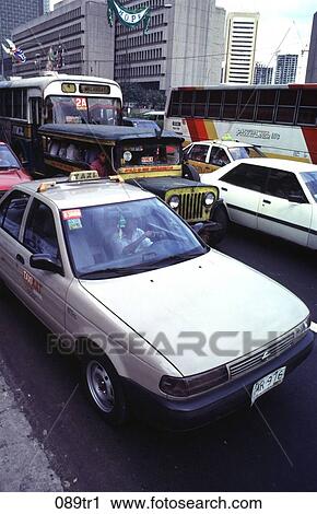 Stock Image - Rush Hour Traffic Manila The Philippines. Fotosearch