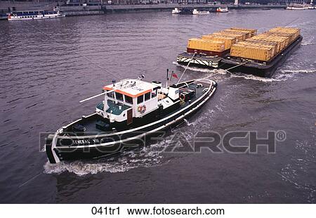 Tug Boat Towing Pontoon on the River Thames View Large Photo Image Stock Image - Tug Boat Towing Pontoon on the River Thames. Fotosearch