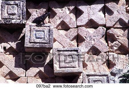 Stock Image - Lizard on Wall of Ruins Mexico. Fotosearch