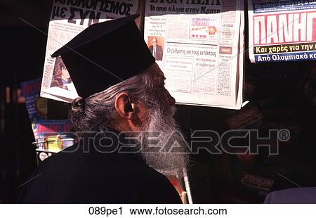 Old Greek Orthodox Priest at News Stand Greece View Large Photo Image Stock Image - Old Greek Orthodox Priest at News Stand Greece. Fotosearch