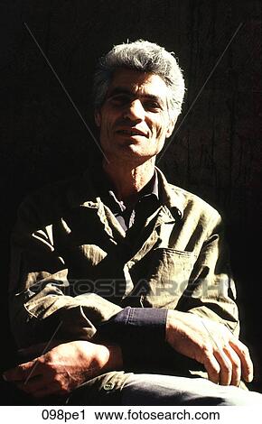 Stock Image - Old Man in Overalls Armenia. Fotosearch