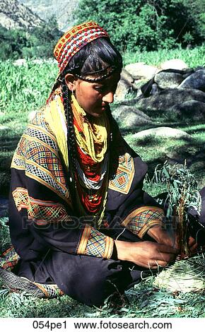 Stock Image - Young Woman in Traditional Dress Pakistan. Fotosearch