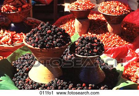 Display of Blackberries and Chillies View Large Photo Image Stock Image - Display of Blackberries and Chillies. Fotosearch