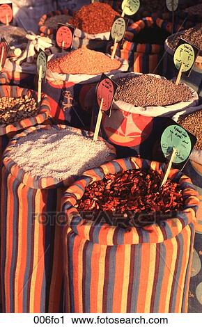 Market Display of Spices in Coloured Sacks View Large Photo Image Stock Image - Market Display of Spices in Coloured Sacks. Fotosearch