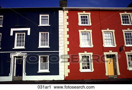 Colourful Terrace Houses Aberiron UK View Large Photo Image Stock Image - Colourful Terrace Houses Aberiron UK. Fotosearch