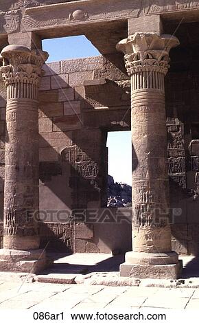 Lotus Columns At The Temple Of Phaile Aswan Egypt Stock Image 086ar1 Fotosearch