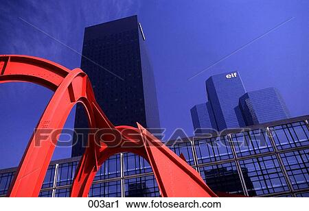 Stock Image - Red Arch La Defense Paris France. Fotosearch