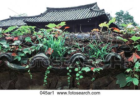 Tiled Roof Hahaoe Village Korea View Large Photo Image Stock Image - Tiled Roof Hahaoe Village Korea. Fotosearch