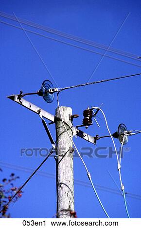 Stock Image - Telegraph Pole and Wires UK. Fotosearch