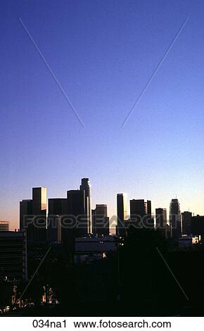 Evening Skyline Downtown Los Angeles View Large Photo Image Stock Image - Evening Skyline Downtown Los Angeles. Fotosearch