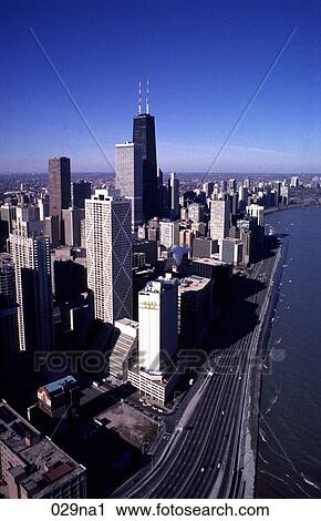 Stock Image - Hancock Tower on the Waterfront Chicago. Fotosearch
