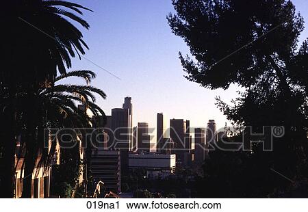 Skyscrapers in Downtown Los Angeles at Sunset View Large Photo Image Stock Image - Skyscrapers in Downtown Los Angeles at Sunset. Fotosearch