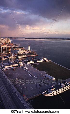 Stock Image - View over Harbour with Storm Clouds Toronto Canada. Fotosearch