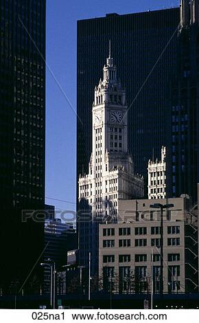 Stock Image - Wrigley Skyscraper Building Chicago. Fotosearch