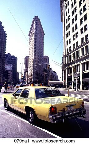 Yellow Taxi and Flat-iron Building New York View Large Photo Image Stock Image - Yellow Taxi and Flat-iron Building New York. Fotosearch