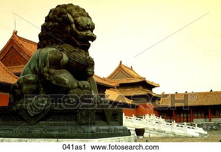 Lion Statue Forbidden City Beijing China View Large Photo Image Stock Image - Lion Statue Forbidden City Beijing China. Fotosearch