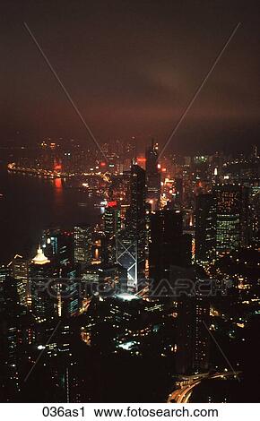 Stock Image - Night View Over Hong Kong. Fotosearch