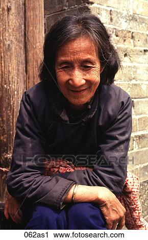 Stock Image - Old Chinese Woman Smiling China. Fotosearch