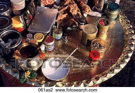 Brass Tray of Utensils Bombay India Asia View Large Photo Image Stock Image - Brass Tray of Utensils Bombay India Asia. Fotosearch
