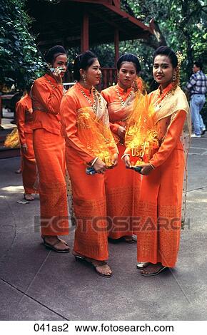 Stock Image - Group of Dancing Girls Thailand Asia. Fotosearch