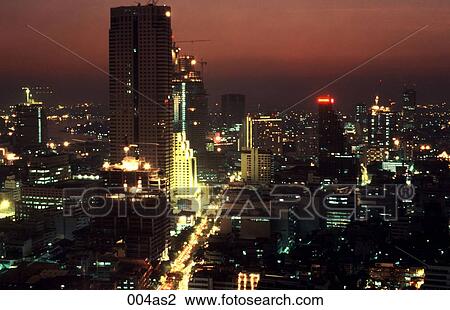 Night Skyline Silom Road Bangkok Thailand Asia View Large Photo Image Stock Image - Night Skyline Silom Road Bangkok Thailand Asia. Fotosearch