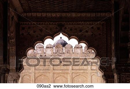 Stock Image - Ornate Arch at Red Fort Delhi India Asia. Fotosearch
