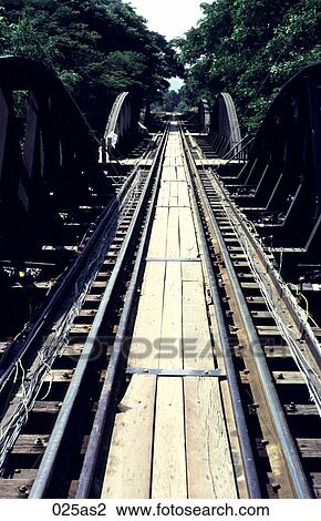 Stock Image - Railway Line across the River Kwai Thailand Asia. Fotosearch