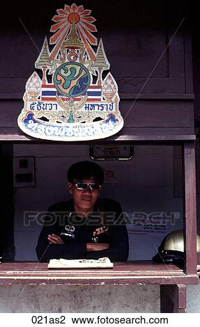 Stock Image - Traffic Policeman Bangkok Thailand Asia. Fotosearch