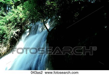 Stock Image - Waterfall Si Nakharin National Park Thailand Asia. Fotosearch