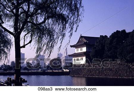Stock Image - Corner Tower of the Imperial Palace Tokyo Japan Asia. Fotosearch