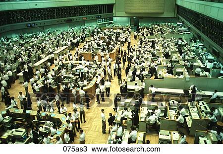 Stock Image - Interior View of Stock Exchange Tokyo Japan Asia. Fotosearch