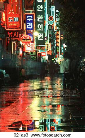 Neon Signs Seoul Korea Asia View Large Photo Image Stock Image - Neon Signs Seoul Korea Asia. Fotosearch