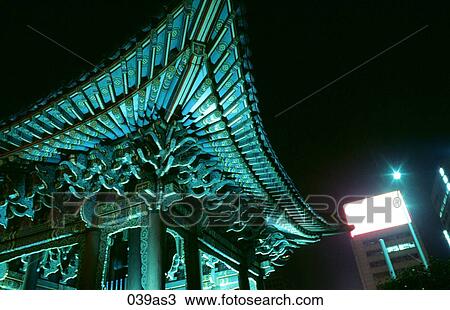 Stock Image - Poshingak Bell Tower at Night Seoul Korea Asia. Fotosearch