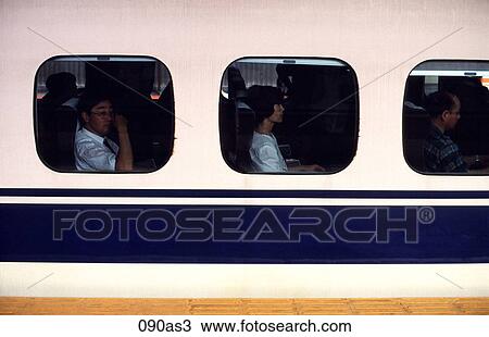 Stock Image - Train Windows Tokyo Japan Asia. Fotosearch