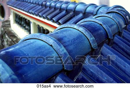 Picture - Abstract View of Blue Tiles Penang Malaysia Asia. Fotosearch