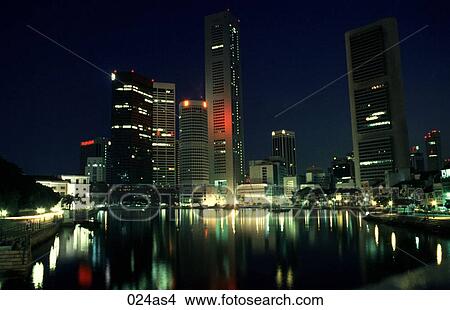 Marina Centre at Night Singapore Asia View Large Photo Image Picture - Marina Centre at Night Singapore Asia. Fotosearch