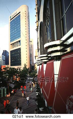 City Scene of Shops and Pedestrians Seoul Korea View Large Photo Image Stock Image - City Scene of Shops and Pedestrians Seoul Korea. Fotosearch