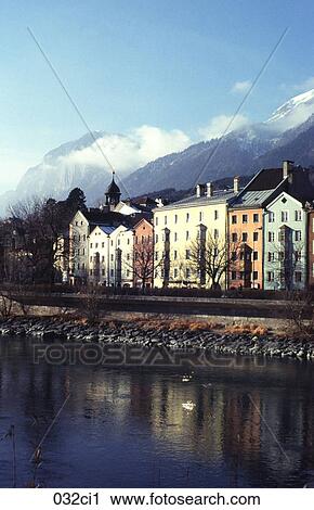Colourful Houses and River Innsbruck Austria View Large Photo Image Stock Image - Colourful Houses and River Innsbruck Austria. Fotosearch