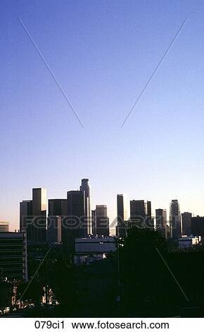 Evening Skyline Downtown Los Angeles USA View Large Photo Image Stock Image - Evening Skyline Downtown Los Angeles USA. Fotosearch