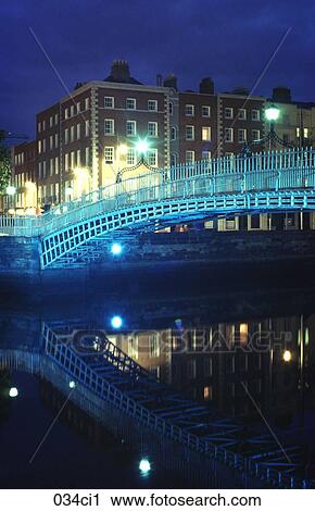 Night Reflection of Ha`penny Bridge on River Liffey Dublin Ireland View Large Photo Image Stock Image - Night Reflection of Ha`penny Bridge on River Liffey Dublin Ireland. Fotosearch
