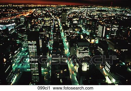 Stock Image - Nightview of Johannesburg South Africa. Fotosearch