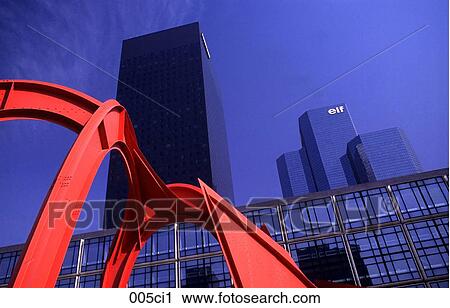 Stock Image - Red Arch La Defense Paris France. Fotosearch